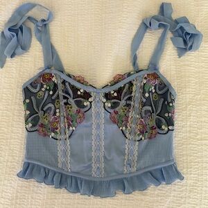 For Love and Lemonds Embroidered Corset Top